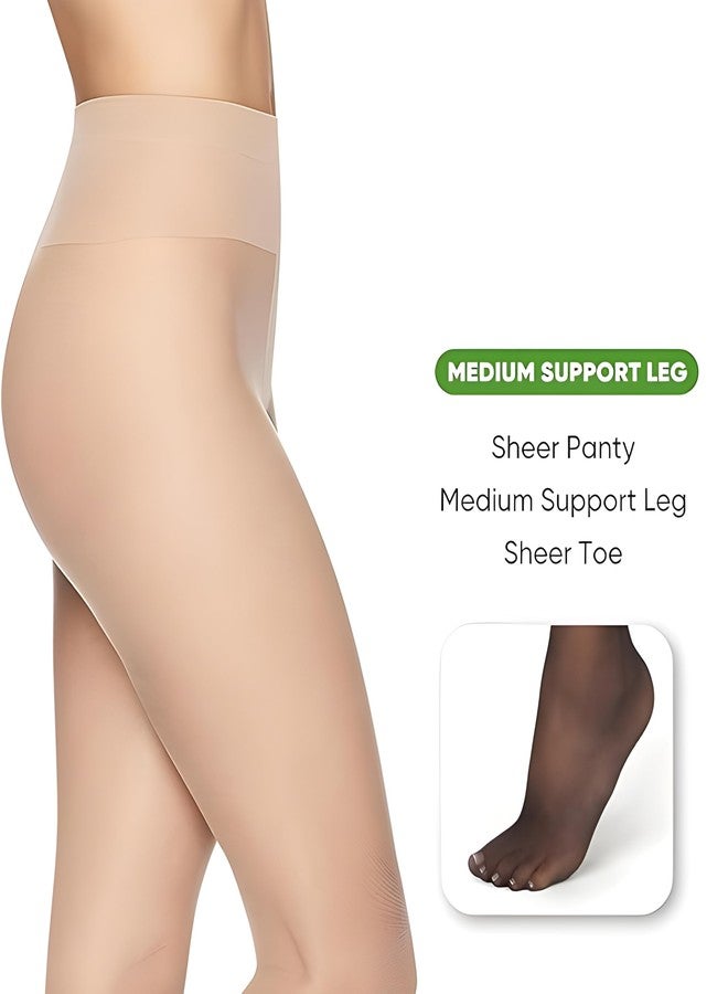 Bexter Control Top Sheer Pantyhose - Medium Support Leg - Size B Nude - 30 Denier - Wicking Cool Comfort Panty & Leg - 1 Pair - Image 3